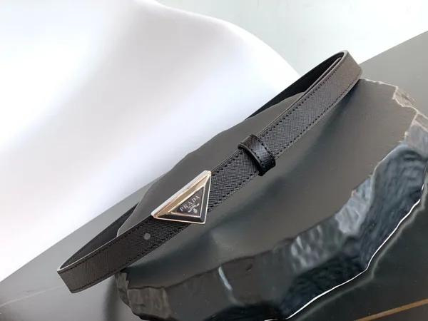 Prada Triangular Buckle Belt 25MM in Black Saffiano Leather product view 3