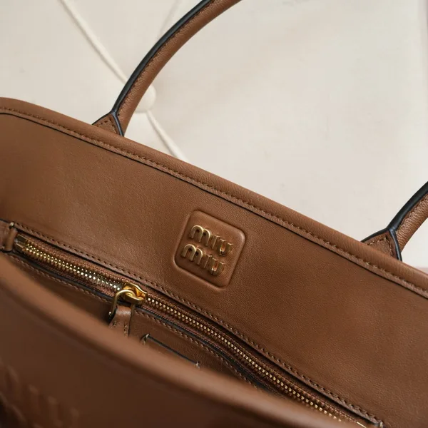 Miu Miu Aventure Large Shopper Bag in Brown Nappa Leather product view 8