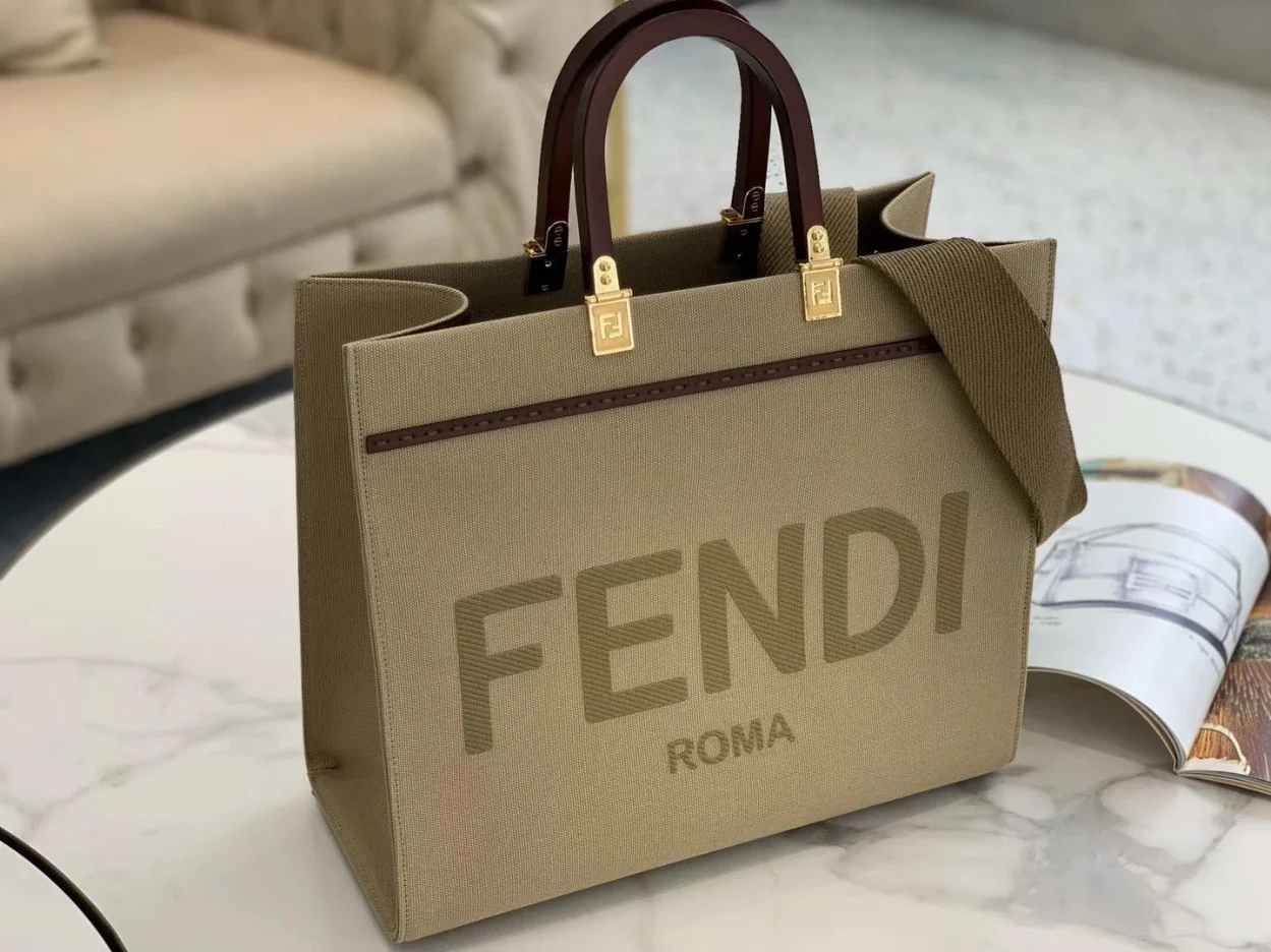 Fendi Sunshine Medium Tote Bag In Beige Canvas product view 4