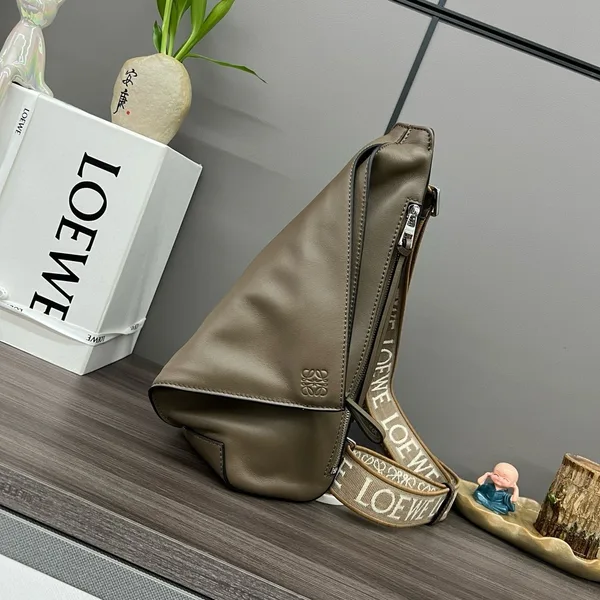 Loewe Anton Sling Bag in Olive Calfskin and Jacquard product view 7