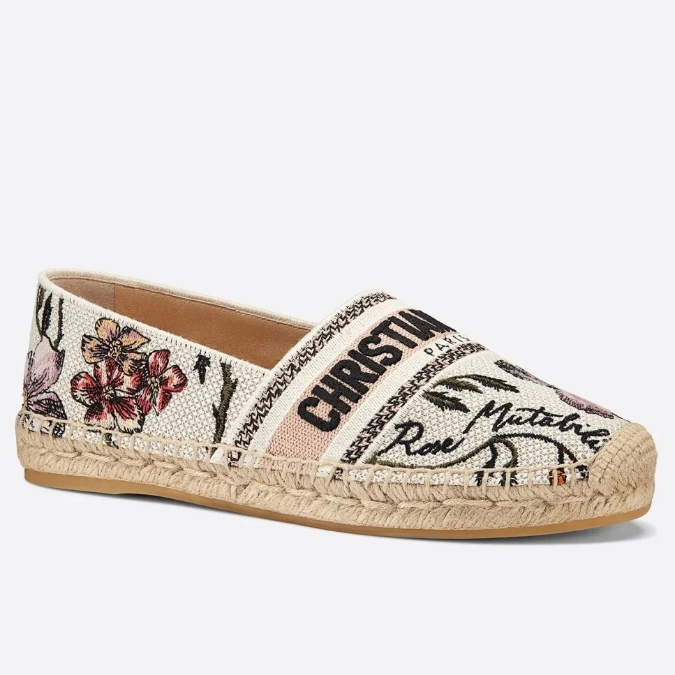Dior Granville Espadrilles In Rosa Mutabilis Embroidered Cotton product view 1