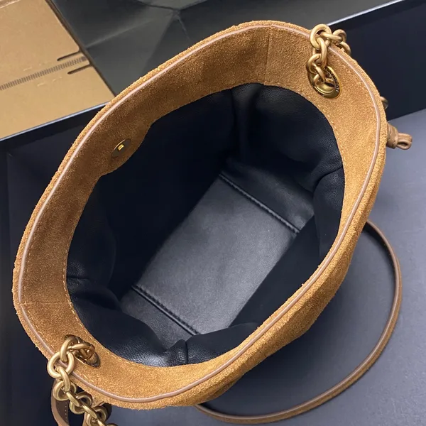 Saint Laurent Jamie Mini Shoulder Pouch — Tan Brown Suede product view 8