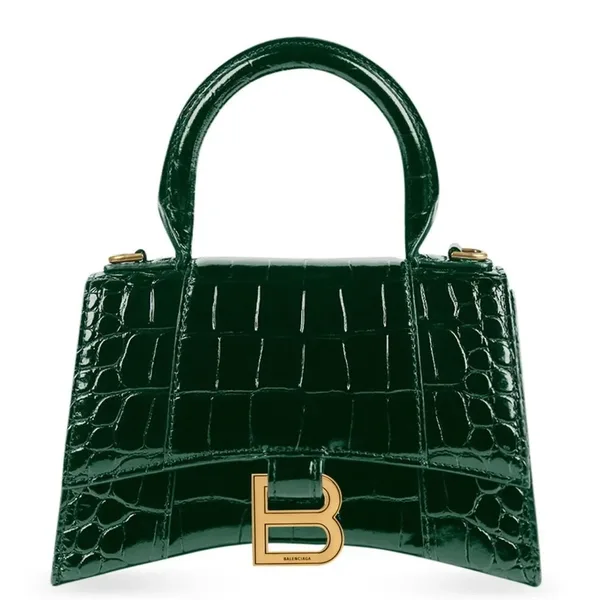Balenciaga Hourglass XS Bag in Green Croc-Embossed Calfskin product photo