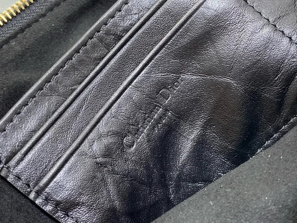 Dior Diorstar Hobo Bag with Chain in Black Crinkled Calfskin product view 5