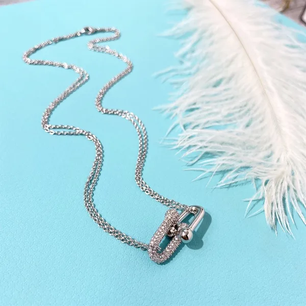 Tiffany & Co. Double Horseshoe Pavé-Effect Clasp Necklace Silver-Tone product photo