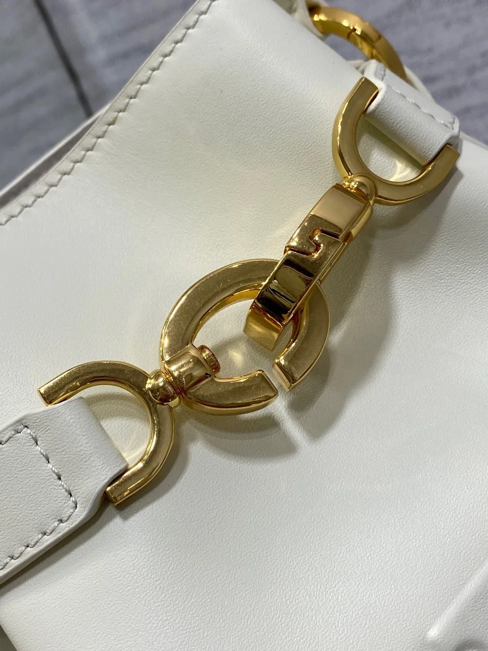Dior C’est Medium Bag in White Saddle Calfskin product view 5