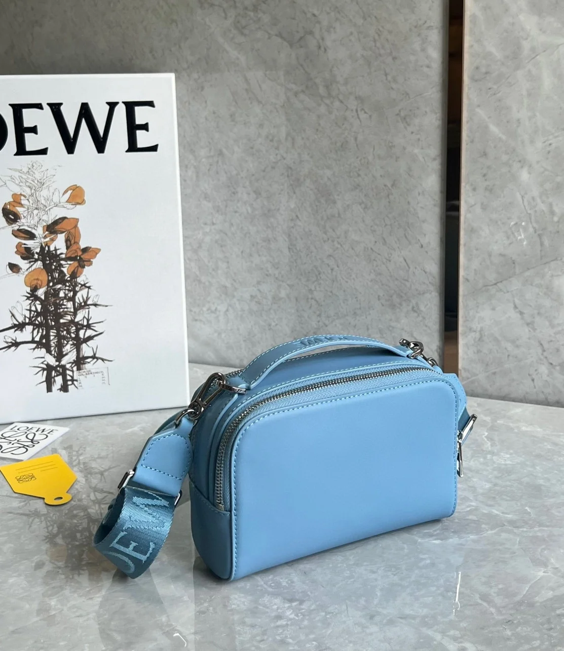 Loewe Mini Camera Crossbody Bag in Blue Calfskin product view 3