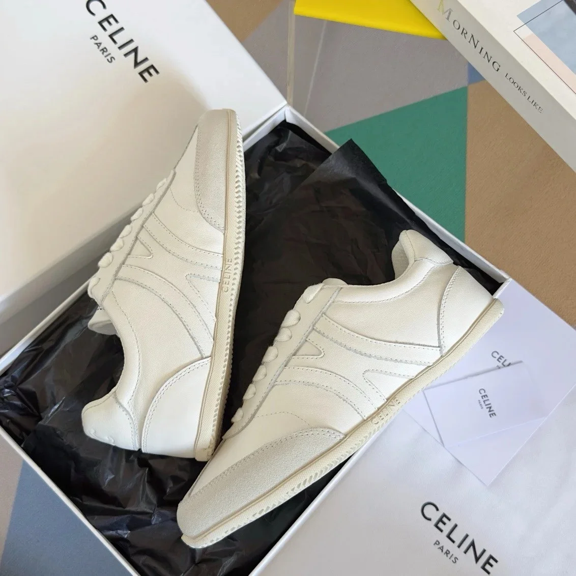 Celine Women’s Jogger Low-top Sneakers in White Leather product view 8