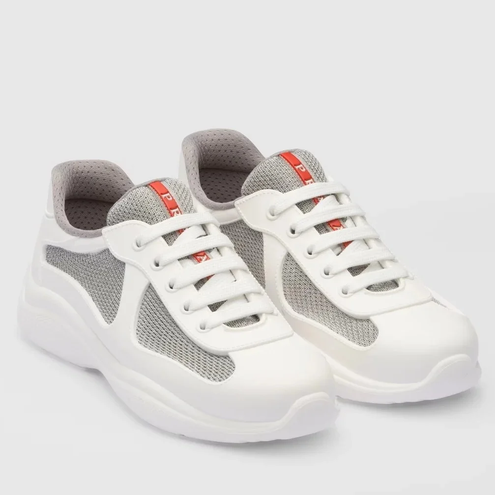 Prada America’s Cup Sneakers in White Rubber and Bike Fabric product view 1