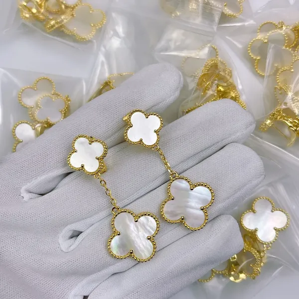 Van Cleef & Arpels Alhambra White Two-Motif Gold-Tone Drop Earrings product view 8