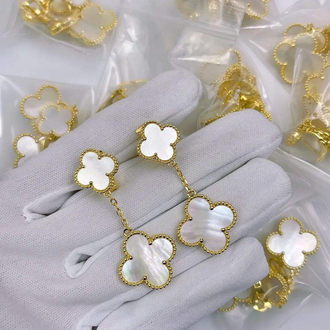 Van Cleef & Arpels Alhambra White Two-Motif Gold-Tone Drop Earrings product view 8