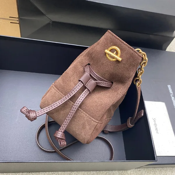 Saint Laurent Jamie Mini Shoulder Pouch — Dark Brown Suede product view 3