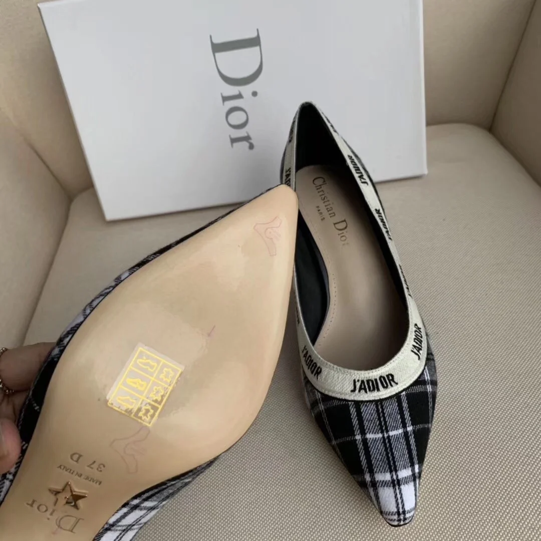 Dior J’Adior Pumps 65mm In Black and White Tartan Fabric product view 7