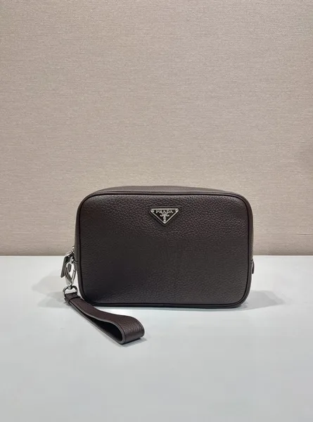 Prada Leather Pouch — Grey product view 2