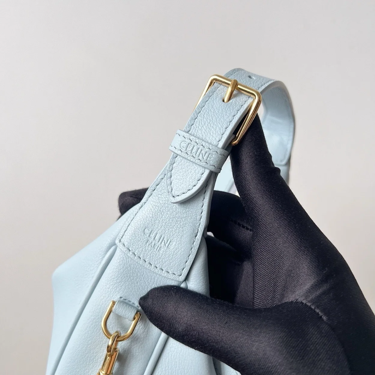 Celine Lulu Teen Hobo Bag in Blue Grained Calfskin product view 8