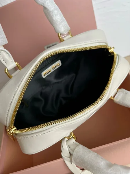 Miu Miu Arcadie Medium Bag in White Matelasse Leather product view 4