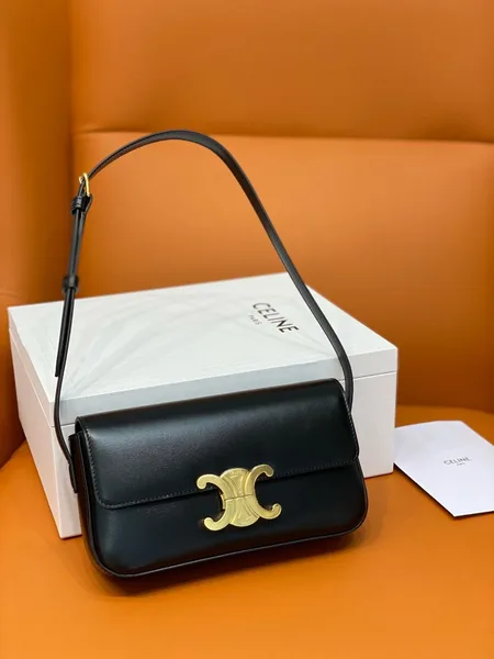 Celine Claude Shoulder Bag in Black Calfskin product view 8