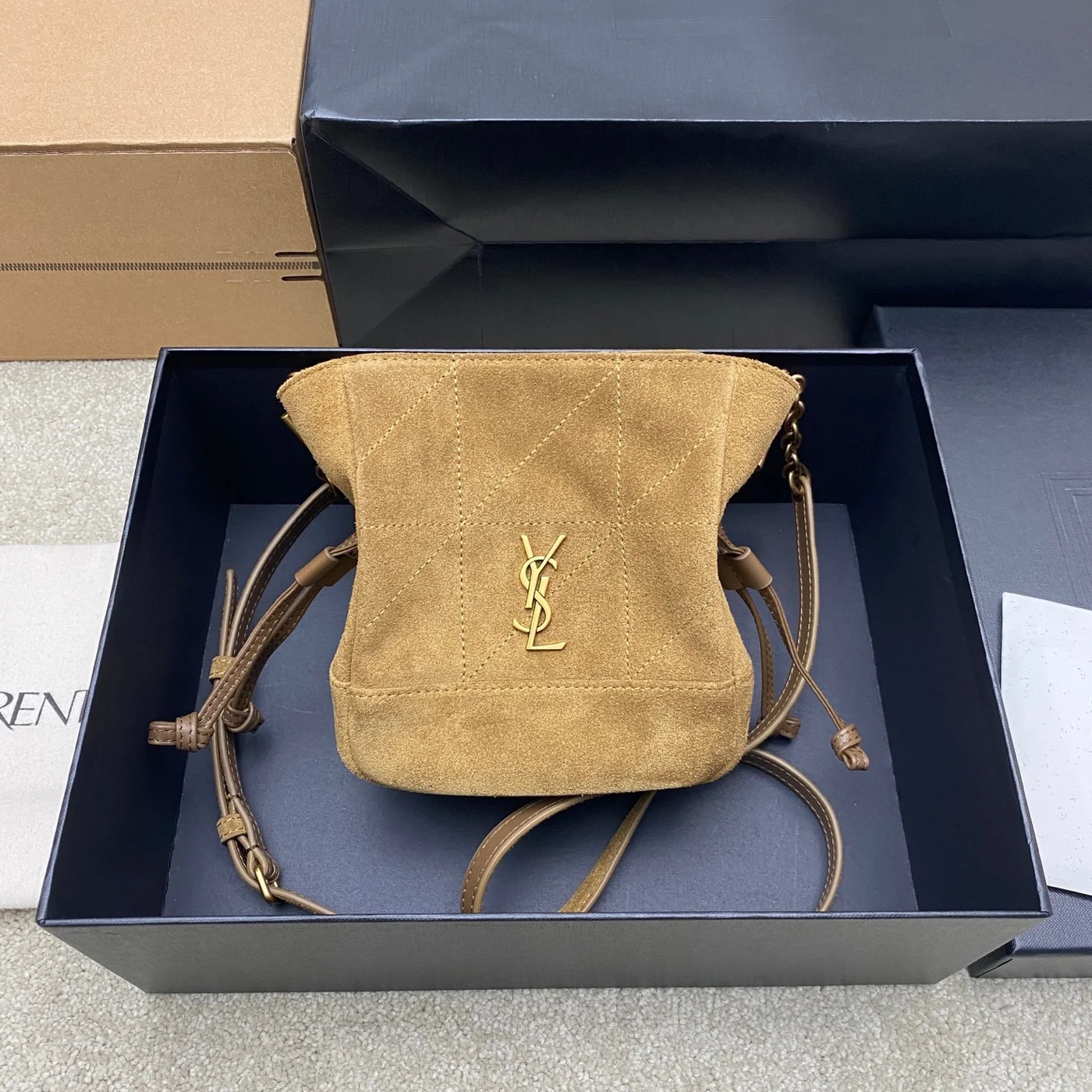Saint Laurent Jamie Mini Shoulder Pouch — Tan Suede product view 1