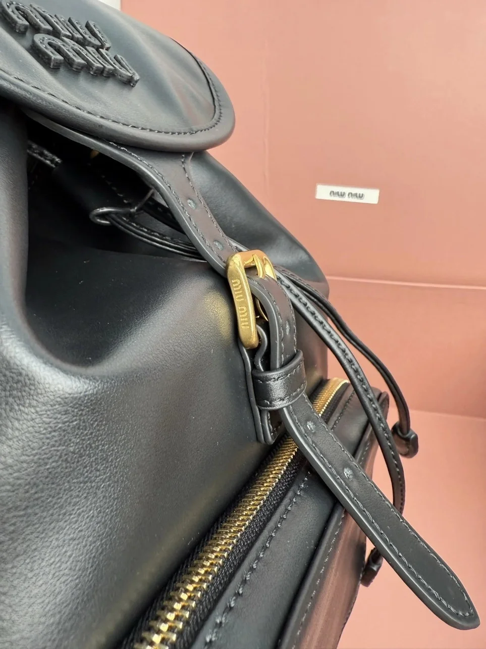 Miu Miu Large Backpack in Black Calfskin product view 2