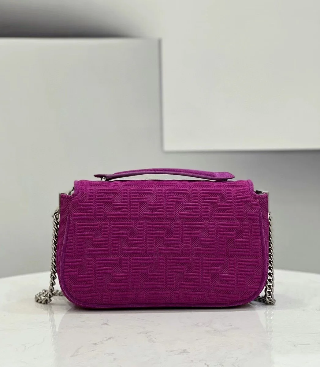 Fendi Baguette Chain Midi Bag In Fuchsia FF Fabric product view 9