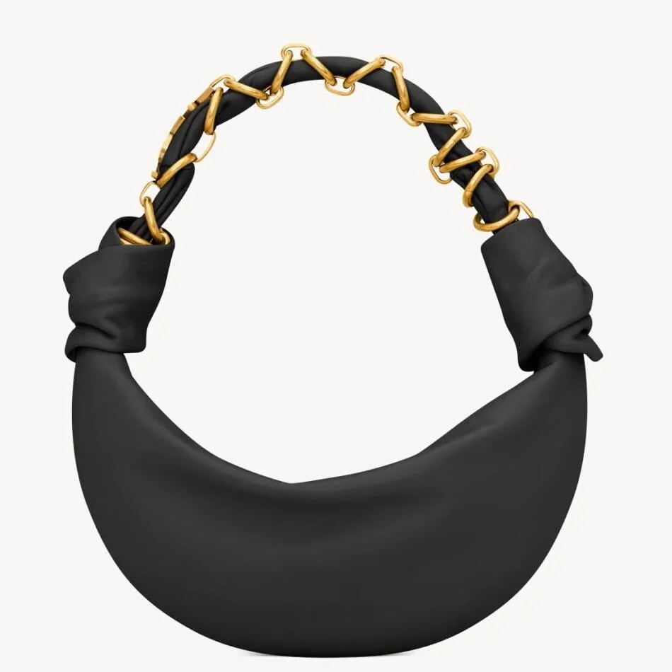 Saint Laurent Amalia Mini Hobo Bag in Black Lambskin product view 1