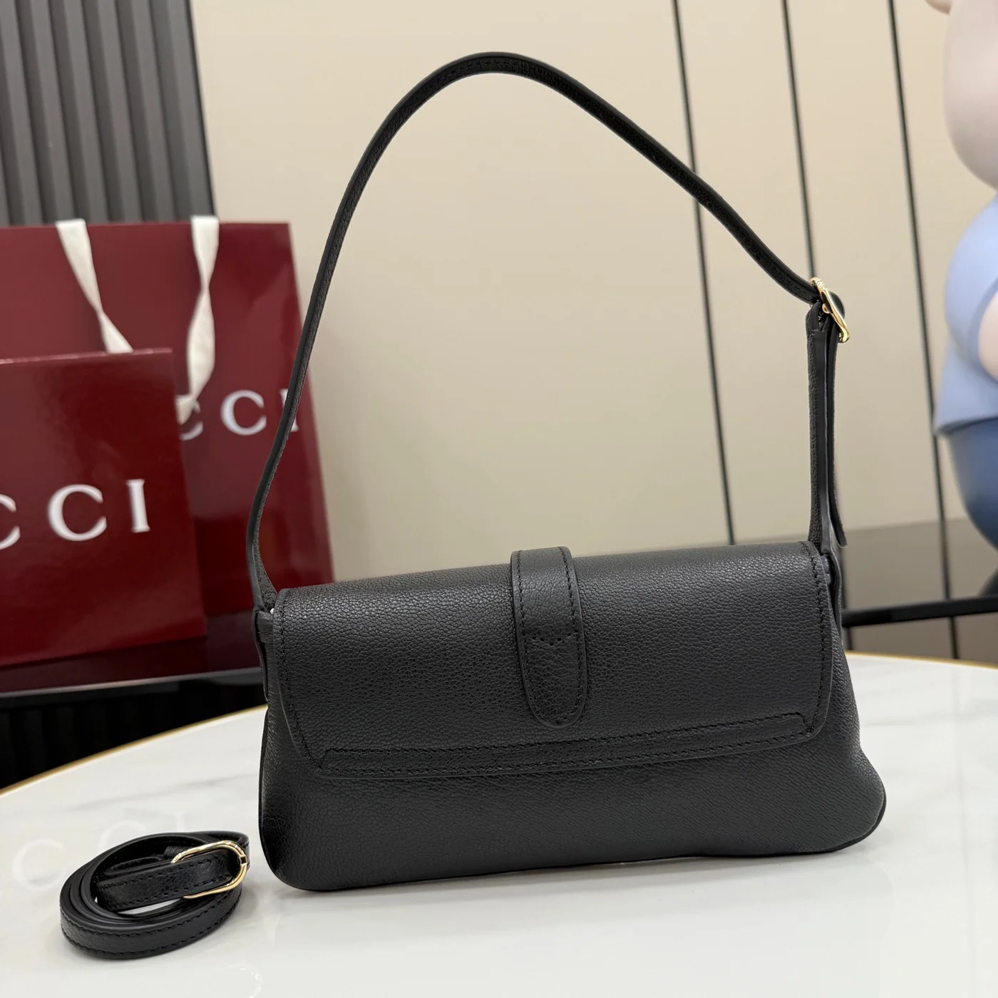 Gucci Jackie Small Shoulder Bag — Black with Gold-Tone Hardware product view 3