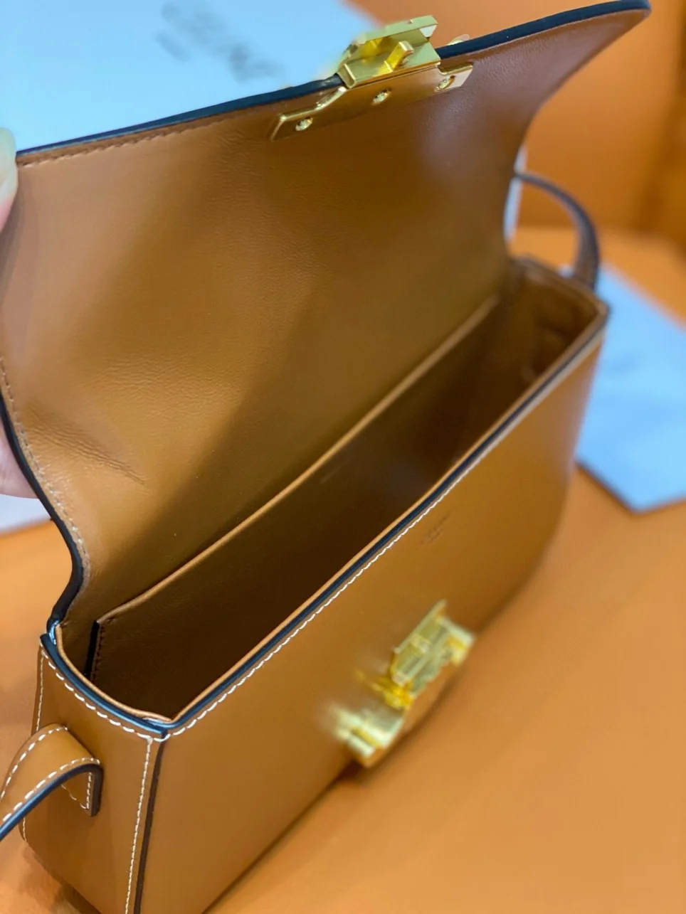 Celine Claude Shoulder Bag in Brown Calfskin product view 3