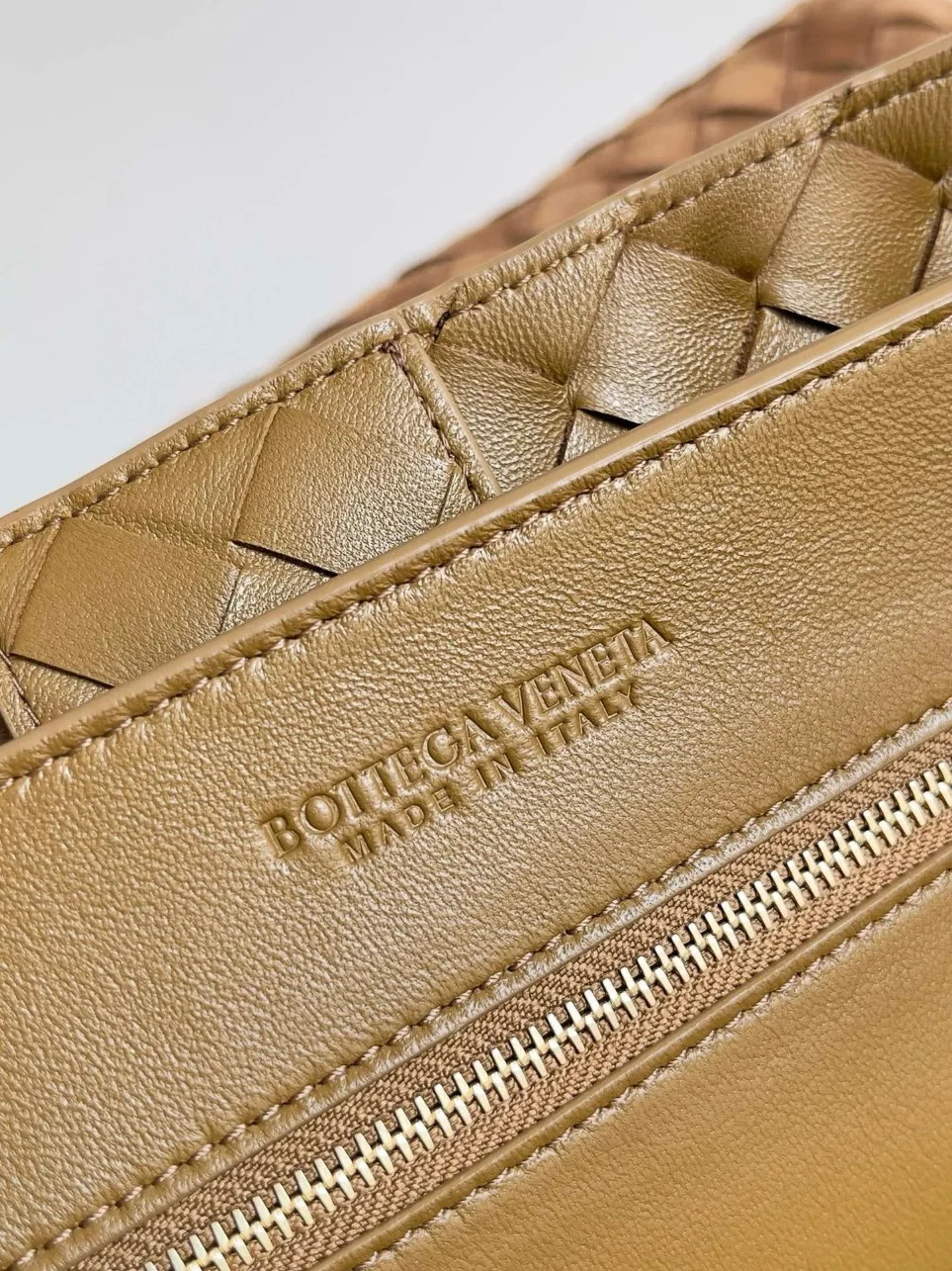 Bottega Veneta Andiamo Large Bag in Brown Suede Intrecciato Leather product view 8