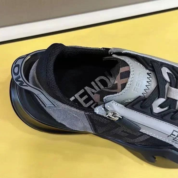 Fendi Flow Low-Top Sneakers in Black & Grey product view 7