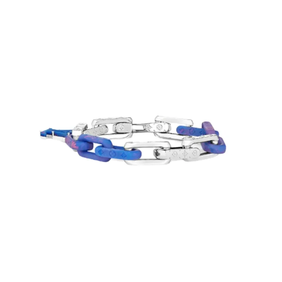 Louis Vuitton Monogram Link Bracelet Blue and Silver-Tone product view 4
