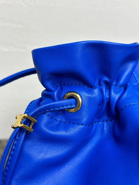 Celine Small Crystal Pouch In Lambskin — Blue product view 9