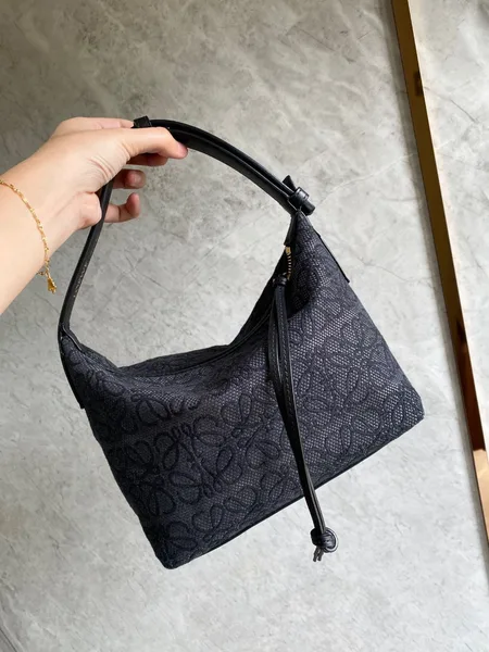 Loewe Cubi Medium Bag in Black Anagram Jacquard product view 8