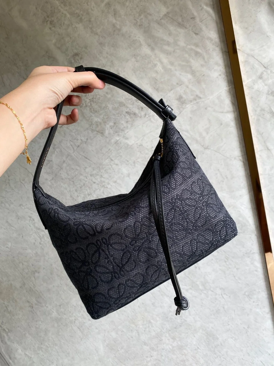 Loewe Cubi Medium Bag in Black Anagram Jacquard product view 8