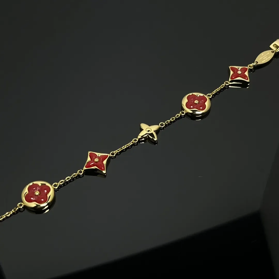 Louis Vuitton Five-Motif Sun Star Bracelet Red Inlay and Gold-Tone product view 1
