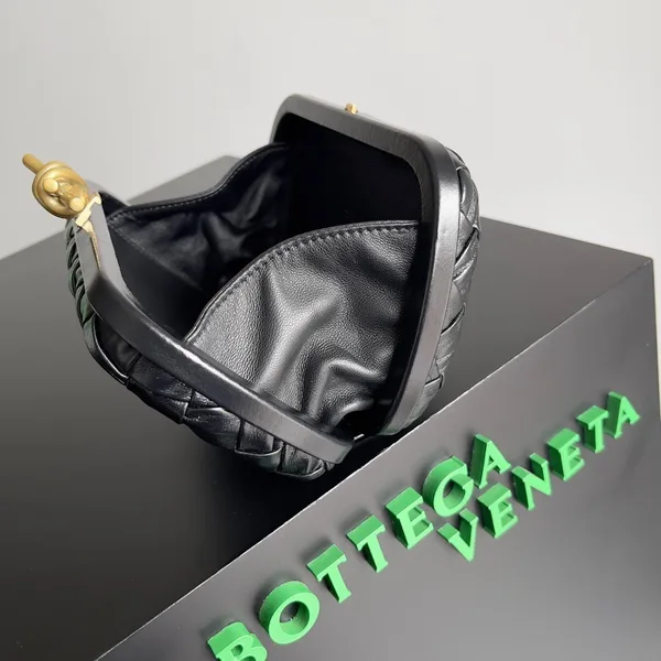 Bottega Veneta Knot Minaudiere Clutch In Black Foulard Intreccio Leather product view 5