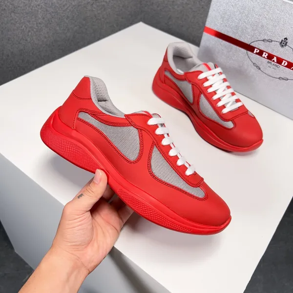 Prada America’s Cup Sneakers in Red Rubber and Bike Fabric product view 4
