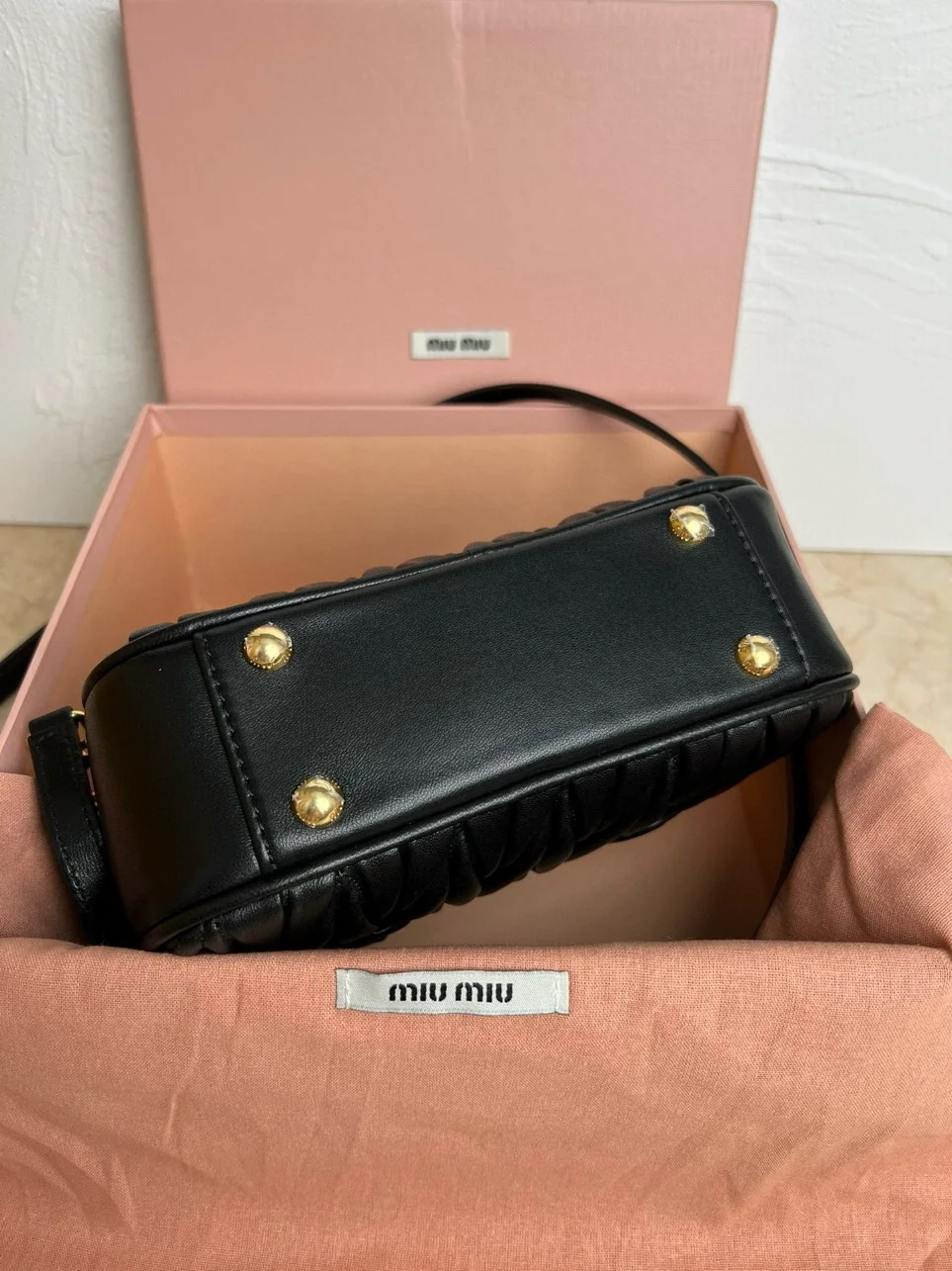 Miu Miu Arcadie Small Bag in Black Matelasse Leather product view 8
