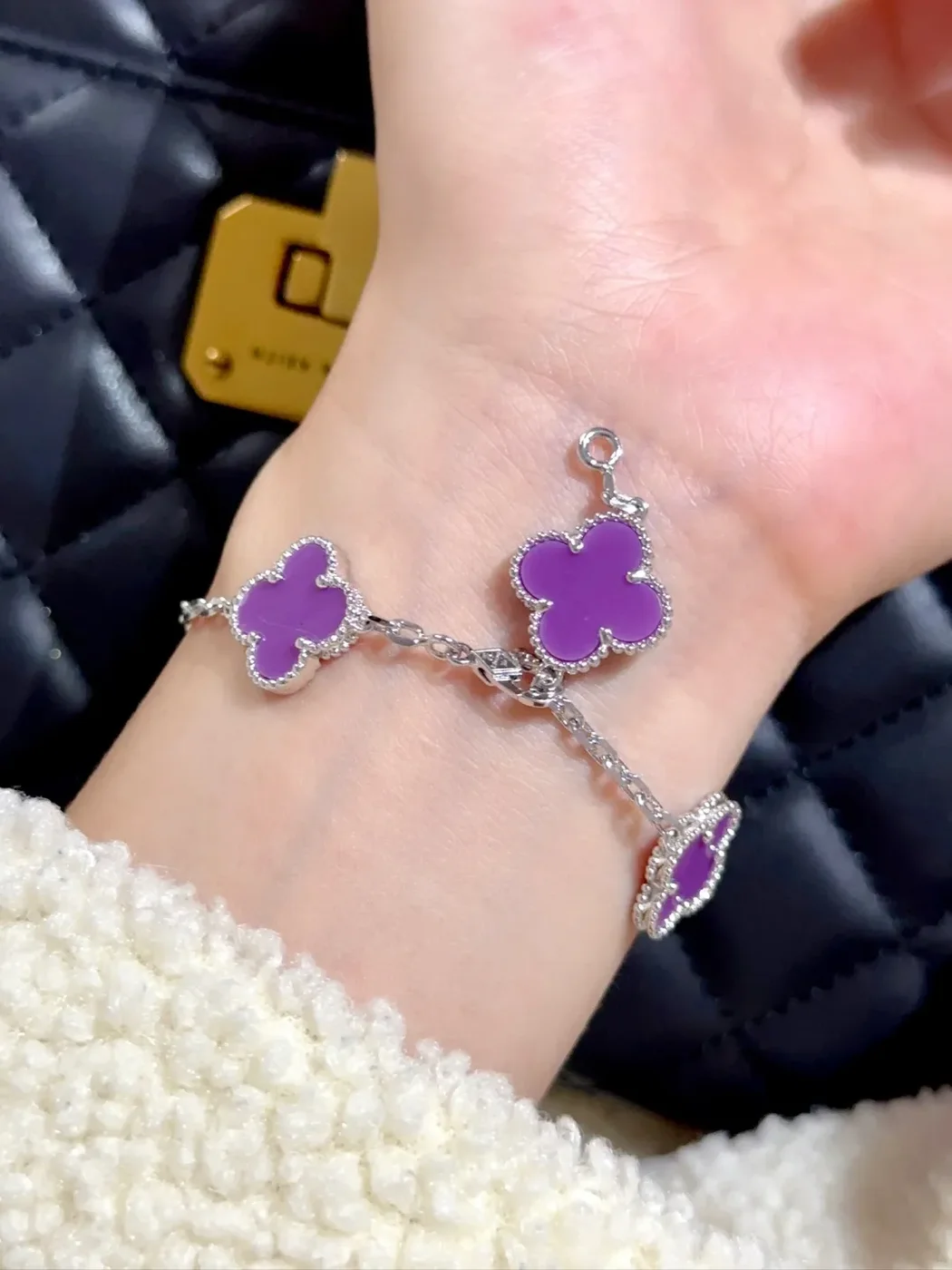 Van Cleef & Arpels Alhambra Purple Five-Clover Silver-Tone Bracelet product view 3