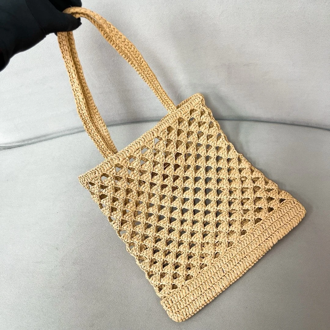 Prada Crochet Tote Bag in Beige Raffia-effect Yarn product view 5