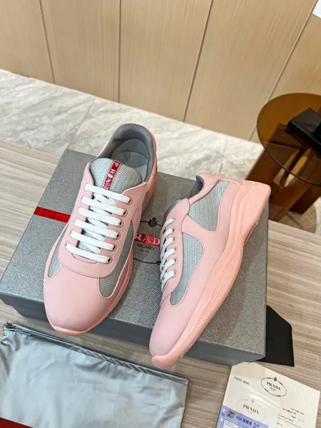 Prada America’s Cup Sneakers in Pink Rubber and Bike Fabric product view 3