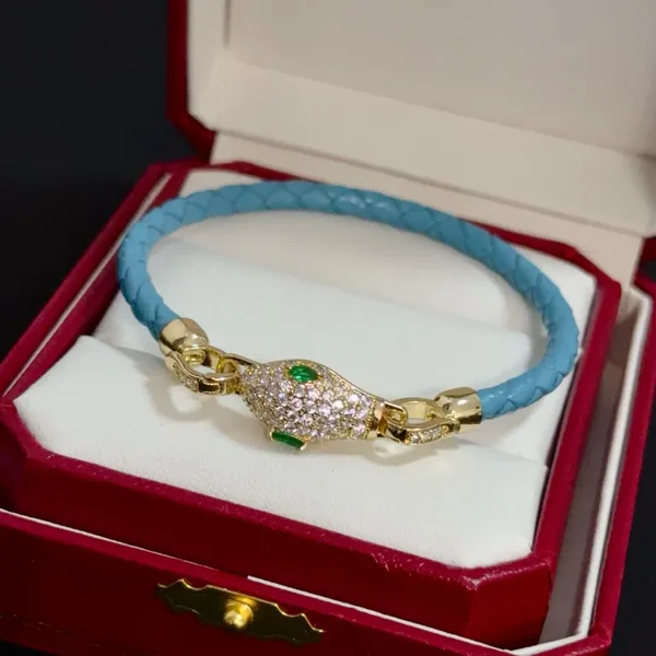 Cartier Panthere Blue Braided Bracelet with Gold-Tone Panther Clasp product view 3