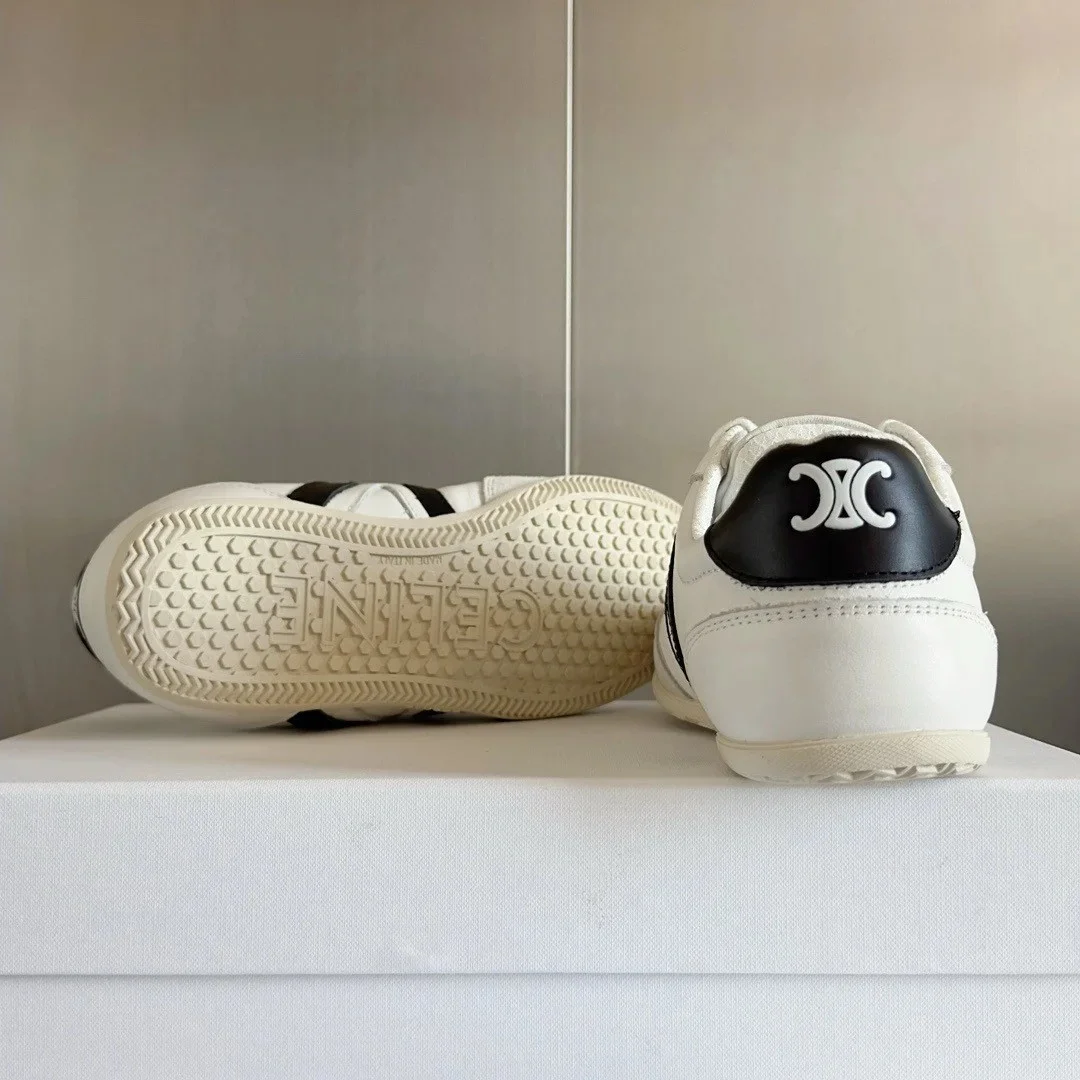Celine Women’s Jogger Low-top Sneakers in White and Black Leather product view 4
