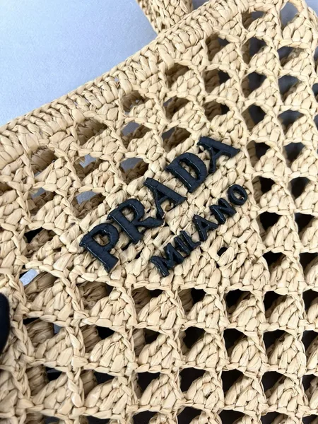 Prada Crochet Tote Bag in Beige Raffia-effect Yarn product view 10