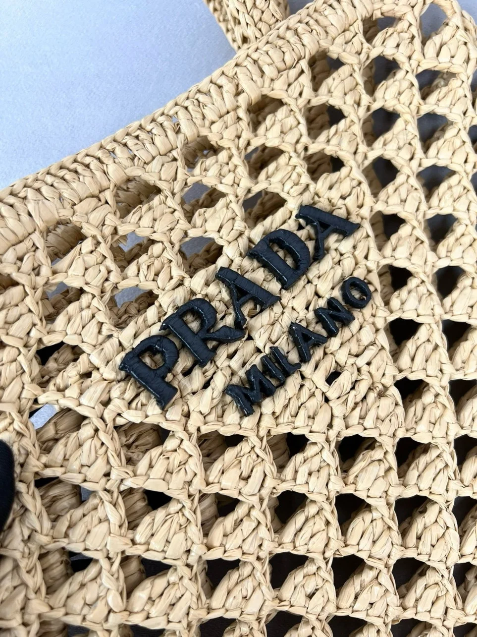 Prada Crochet Tote Bag in Beige Raffia-effect Yarn product view 10