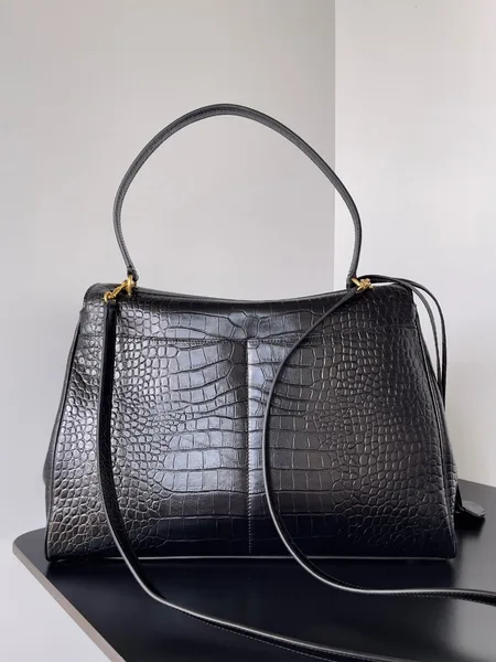 Balenciaga Rodeo Large Bag in Black Croc-Embossed Calfskin product view 10