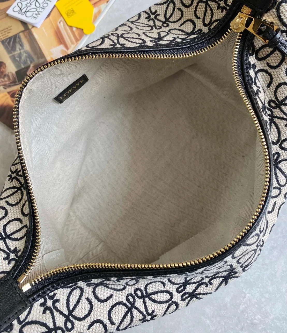 Loewe Cubi Medium Bag in White Anagram Jacquard product view 5