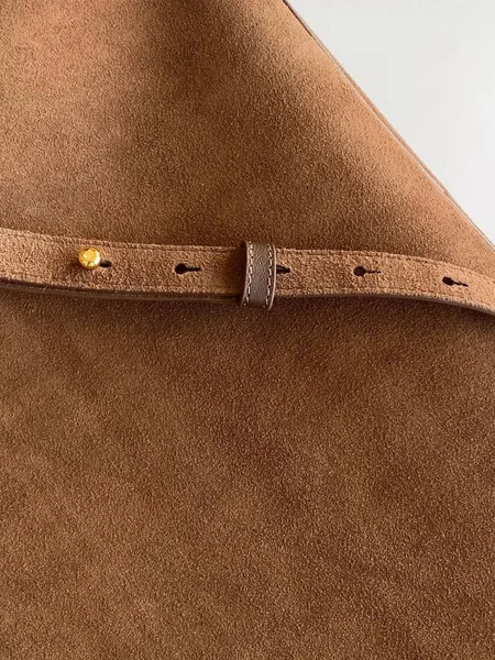 Prada Buckle Large Handbag with Belt in Cocoa Suede Calfskin product view 10