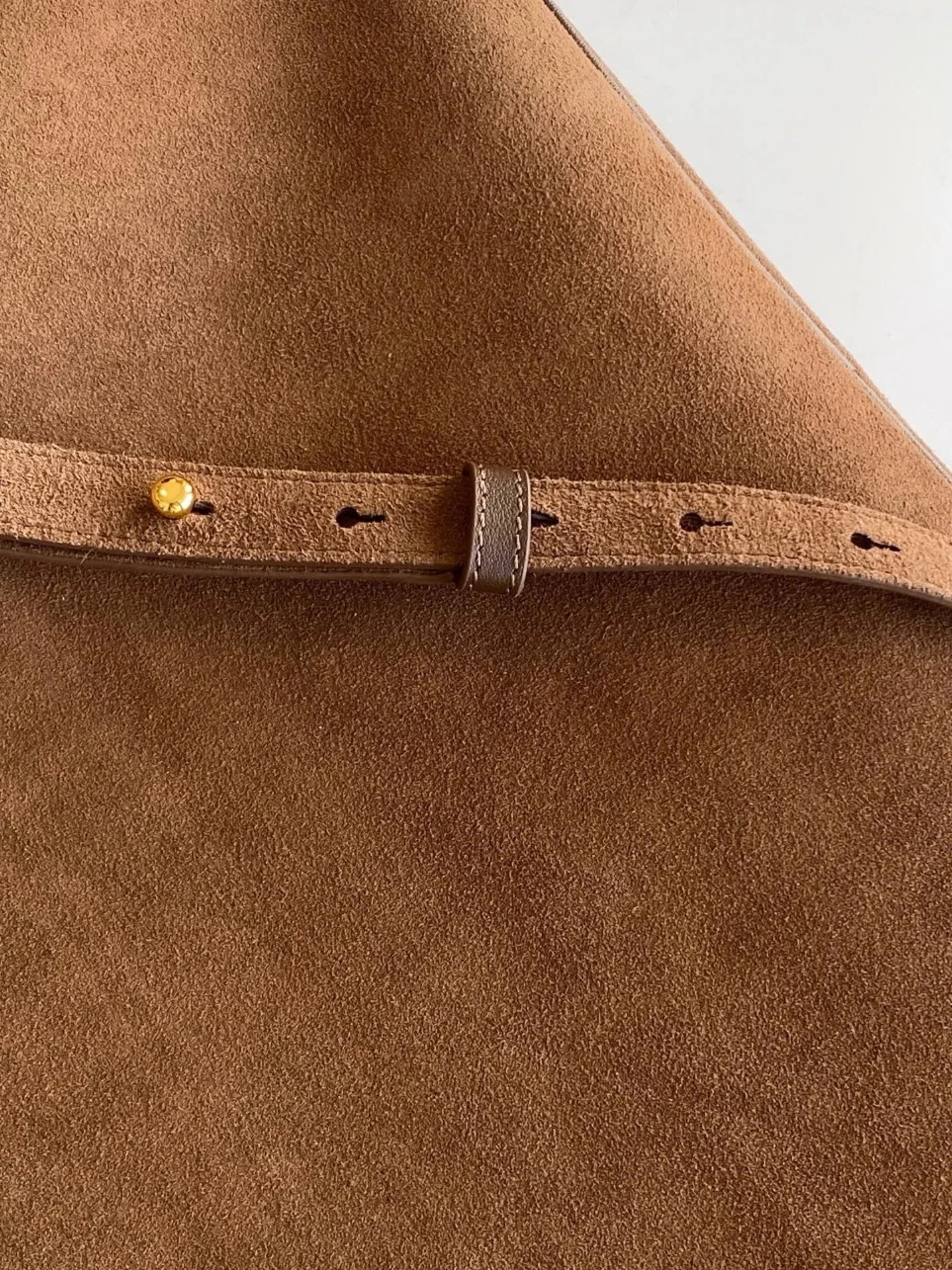 Prada Buckle Large Handbag with Belt in Cocoa Suede Calfskin product view 10