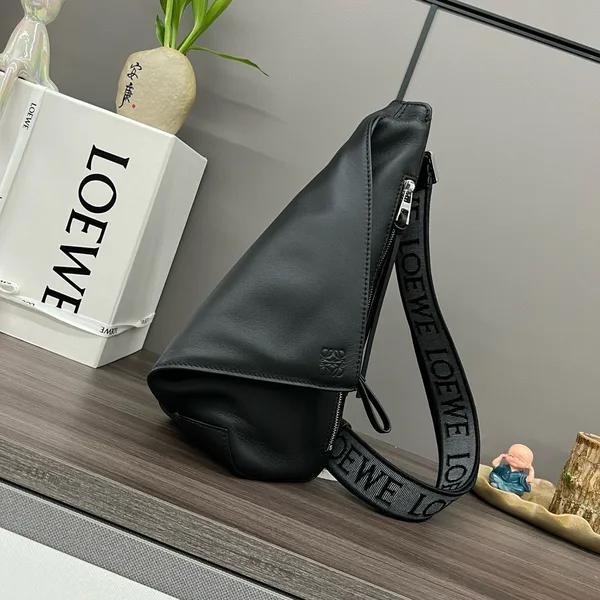 Loewe Anton Sling Bag in Black Calfskin and Jacquard product view 8
