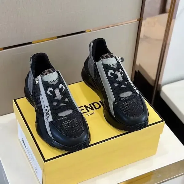 Fendi Flow Low-Top Sneakers in Black & Grey product view 2